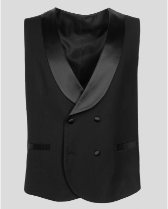 ЧЕРЕН КЛАСИЧЕСКИ ЕЛЕК ДВУРЕДНО ЗАКОПЧАВАНЕ С ШАЛ ЯКА /ЧАСТ ОТ КОСТЮМ/