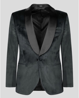 ЧЕРНО ЦЕРЕМОНИАЛНО САКО С КАДИФЕНА СТРУКТУРА /ЧАСТ ОТ КОСТЮМ/