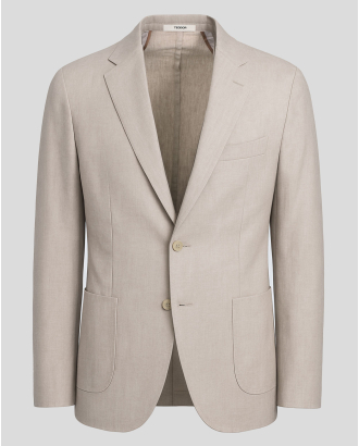 САКО ОТ ПАМУК И ЛЕН С ПРЕДНИ ДЖОБОВЕ В БЕЖОВ МЕЛАНЖ /ЧАСТ ОТ КОСТЮМ/