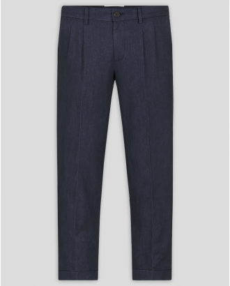 ТЪМНОСИН ЛЕНЕН ПАНТАЛОН С ИТАЛИАНСКИ ДЖОБОВЕ /ЧАСТ ОТ КОСТЮМ/