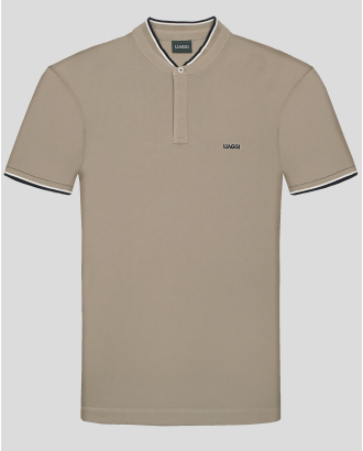 БЕЖОВА ТЕНИСКА ОТ 100% ПАМУК С ПОПСКА ЯКА И БРОДЕРИЯ ЛОГО