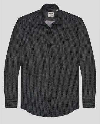 ЧЕРНА РИЗА ОТ 100% ПАМУК С ГЕОМЕТРИЧЕН ДЕСЕН