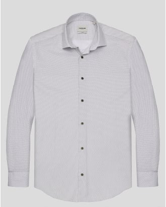 БЯЛА ВТАЛЕНА РИЗА В СИТЕН КОНТРАСТЕН ПРИНТ