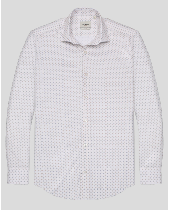 ПАМУЧНА РИЗА В КОНТРАСТЕН ПРИНТ В ЦВЯТ ЕКРЮ