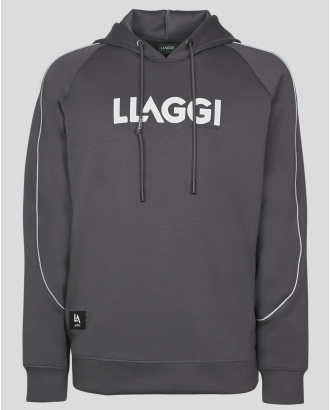 ТЪМНОСИВ СУИТШЪРТ ТИП ХУДИ С ГУМИРАНО ЛОГО И СВЕТЛООТРАЗИТЕЛНА ЛЕНТА