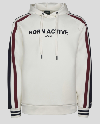 БЯЛ СУИТШЪРТ ТИП ХУДИ С КАЧУЛКА И НАДПИС ПРИНТ