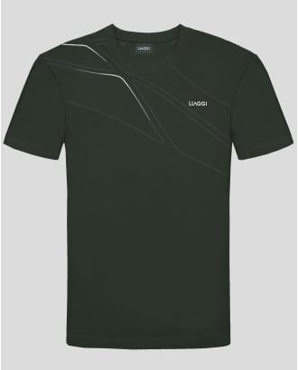 ТЪМНОЗЕЛЕНА ПАМУЧНА ТЕНИСКА С ЛОГО ПРИНТ