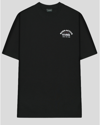 ЧЕРНА ОВЪРСАЙЗ ТЕНИСКА С БРОДЕРИЯ И КОНТРАСТЕН ЛОГО ПРИНТ