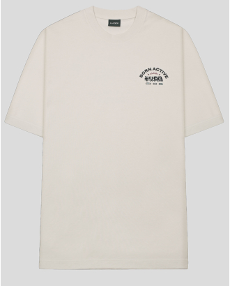 ОВЪРСАЙЗ ТЕНИСКА С КОНТРАСТЕН ПРИНТ НАДПИС В ЦВЯТ ЕКРЮ