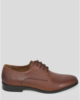 КАФЯВИ КЛАСИЧЕСКИ ОБУВКИ ТИП ДЕРБИ СЪС САТЕНИРАН ЕФЕКТ