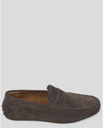 КАФЯВИ МОКАСИНИ С ДЕКОРАТИВНА ЛЕНТА ОТ ЕСТЕСТВЕН ВЕЛУР