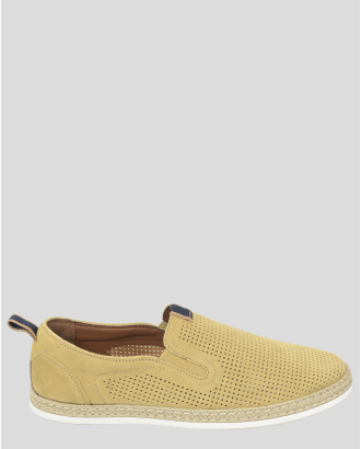 ЖЪЛТИ ЕСПАДРИЛИ ОТ ЕСТЕСТВЕНА КОЖА НАБУК С ПЕРФОРАЦИИ