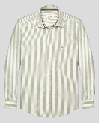 РИЗА ОТ ПАМУК И ЛЕН В БЯЛО И ЗЕЛЕНО РАЙЕ MODERN FIT