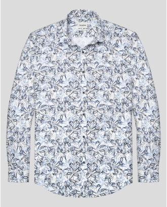 БЯЛА РИЗА ОТ 100% ПАМУК С КОНТРАСТЕН ФЛОРАЛЕН ПИНТ 