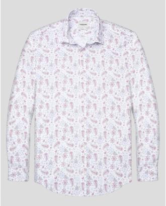 БЯЛА РИЗА С ПЕЙСЛИ МОТИВИ В РОЗОВО ВТАЛЕН СИЛУЕТ