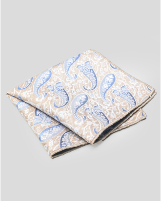 БЕЖОВА КЪРПИЧКА ЗА САКО С ФЛОРАЛЕН ДЕСЕН В СВЕТЛОСИНЬО