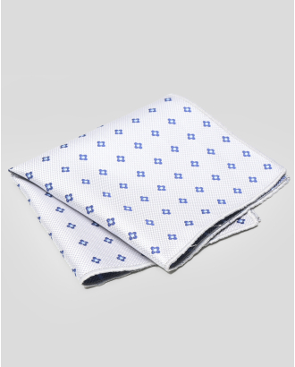 СВЕТЛОСИВА СТРУКТУРНА КЪРПИЧКА ЗА САКО С ФЛОРАЛЕН ДЕСЕН В ТЪМНОСИНЬО