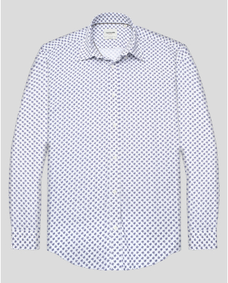 БЯЛА РИЗА ОТ ПАМУЧЕН ГАБАРДИН ВТАЛЕН СИЛУЕТ