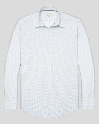 БЯЛА ВТАЛЕНА РИЗА ОТ ПАМУЧЕН ГАБАРДИН С ФЛОРАЛЕН ДЕСЕН 