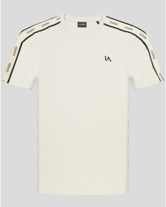 БЕЖОВА ТЕНИСКА ОТ ПАМУК С ЛАСТИЧНА ТЕНИСКА И ЛОГО ПРИНТ