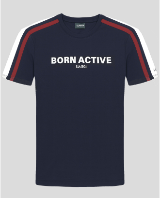 ТЪМНОСИНЯ ТЕНИСКА ОТ 100% ПАМУК С ГУМИРАН НАДПИС