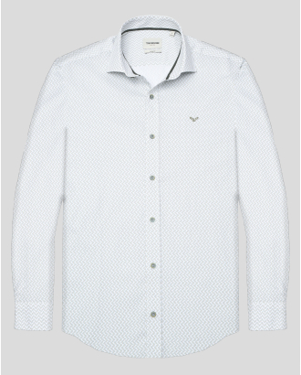 БЯЛА СТРУКТУРНА РИЗА С БРОДЕРИЯ ЛОГО