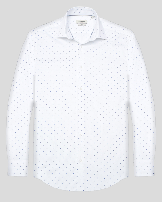 БЯЛА ПАМУЧНА РИЗА С ФЛОРАЛЕН ДЕСЕН ВТАЛЕН СИЛУЕТ