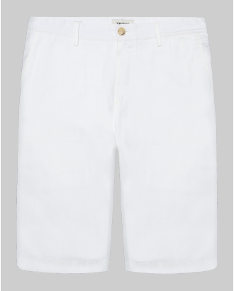 БЕЛИ БЕРМУДИ ОТ ПАМУК С ЛЕН И БРОДЕРИЯ ЛОГО