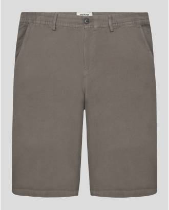 КАФЯВИ БЕРМУДИ ОТ ПАМУК С ЛЕН И БРОДЕРИЯ ЛОГО