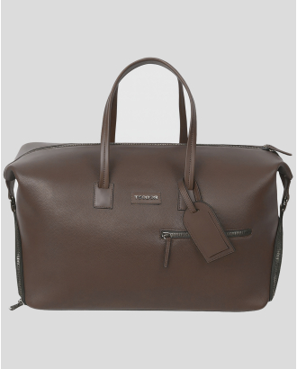 ТЪМНОКАФЯВА ЧАНТА ТИП САК С ВЪНШНИ ДЖОБОВЕ