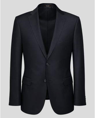 ТЪМНОСИНЬО САКО ОТ ФИН ВЪЛНЕН ПЛАТ ВТАЛЕН СИЛУЕТ /ЧАСТ ОТ КОСТЮМ/