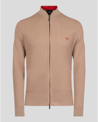 БЕЖОВА ПАМУЧНА ЖИЛЕТКА С ЕФЕКТНА ПЛЕТКА И ЦИП