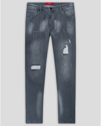 СИВИ ВИНТИДЖ ДЪНКИ ВТАЛЕН СИЛУЕТ С ДЕКОРАТИВНИ НАКЪСВАНИЯ 