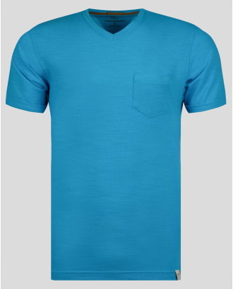  ТЕНИСКА В ЦВЯТ ТЮРКОАЗ С ЛЕНЕН ЕФЕКТ И ДЖОБ