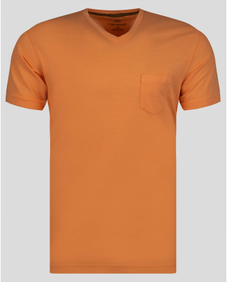 ОРАНЖЕВА ТЕНИСКА С ЛЕНЕН ЕФЕКТ И ДЖОБ