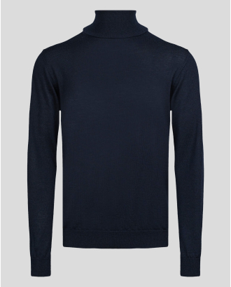 ТЪМНО СИНЬО ПОЛО ОТ 100%  ЕКСТРАФИНА МЕРИНОСОВА ВЪЛНА "ZEGNA BARUFFA"