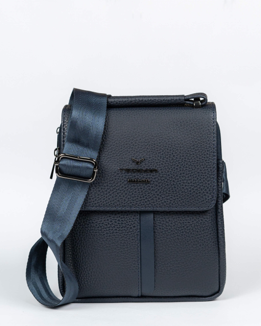 'ТЪМНО СИНЯ ШАГРЕНИРАНА ЧАНТА ЗА ПРЕЗ РАМО 