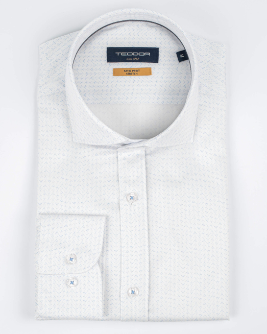 'БЯЛА РИЗА НА СИТНИ СИНИ ТОЧКИ С КОНТРАСТ