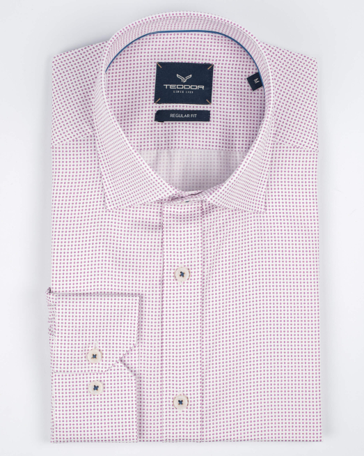 'ПАМУЧНА РИЗА НА ЧЕРВЕНИ КРЪГОВЕ ОТ САТЕНИРАН ПАМУК