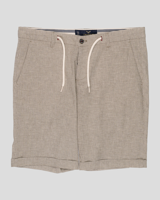 'ЛЕНЕНИ БЕРМУДИ В СИТЕН ПЕПИТ С КОНТРАСТНИ ВРЪЗКИ