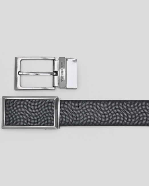 'ЧЕРЕН ДВУЛИЦЕВ КОЛАН ОТ ГЛАДКА И СТРУКТУРНА КОЖА С ДВЕ КАТАРАМИ 