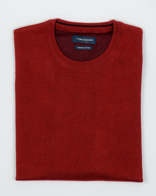 'БАЗОВ ПУЛОВЕР В ЦВЯТ ЧЕРВЕН С МЕЛАНЖИРАН ЕФЕКТ
