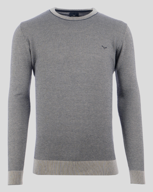 'ПУЛОВЕР С КОНТРАСТНА ПЛЕТКА И БРОДЕРИЯ ЛОГО 