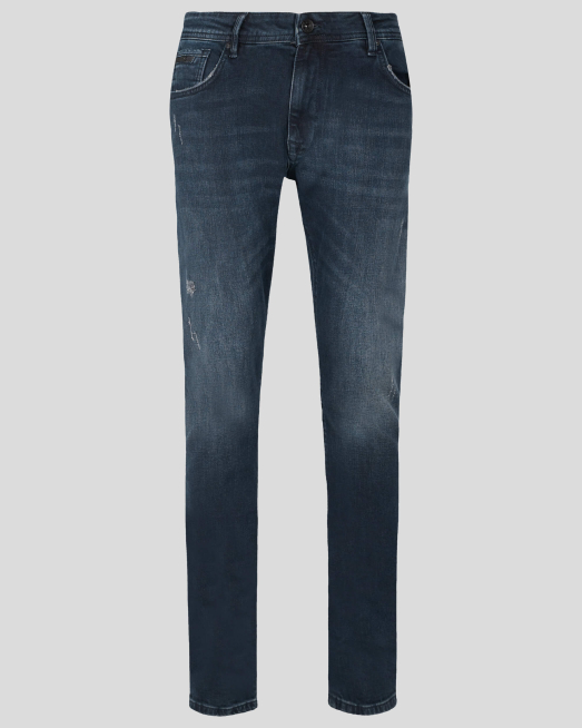 'ВТАЛЕНИ ТЪМНО СИНИ ДЪНКИ С ДЕКОРАТИВНИ ЛЕКИ НАКЪСВАНИЯ