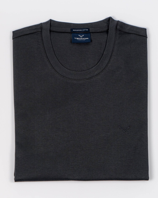 'ТРИКОТАЖНА БЛУЗА ОТ МЕРСЕРИЗИРАН ПАМУК В ЦВЯТ АНТРАЦИТ