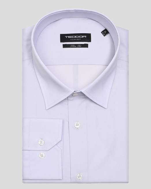 'КЛАСИЧЕСКА РИЗА В СИВО С ЛЕК ЛИЛАВ ОТТЕНЪК ВТАЛЕН СИЛУЕТ