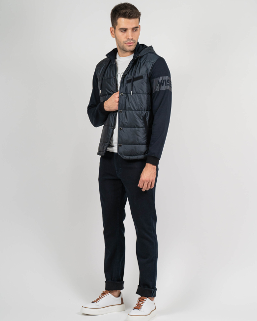 'ТЪМНО СИНЬО КОМБИНИРАНО ГОРНИЩЕ ТИП ЯКЕ ОТ ПАМУК SUPIMA