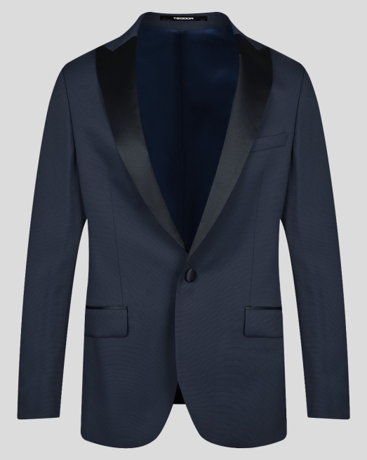 'ТЪМНО СИНЬО ЦЕРЕМОНИАЛНО САКО С ОСТЪР РЕВЕР 