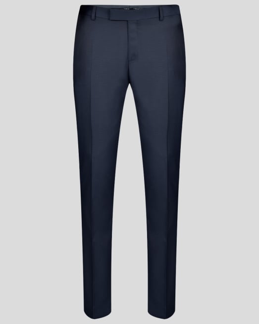 'ТЪМНО СИН СТРУКТУРЕН ПАНТАЛОН ВТАЛЕН СИЛУЕТ