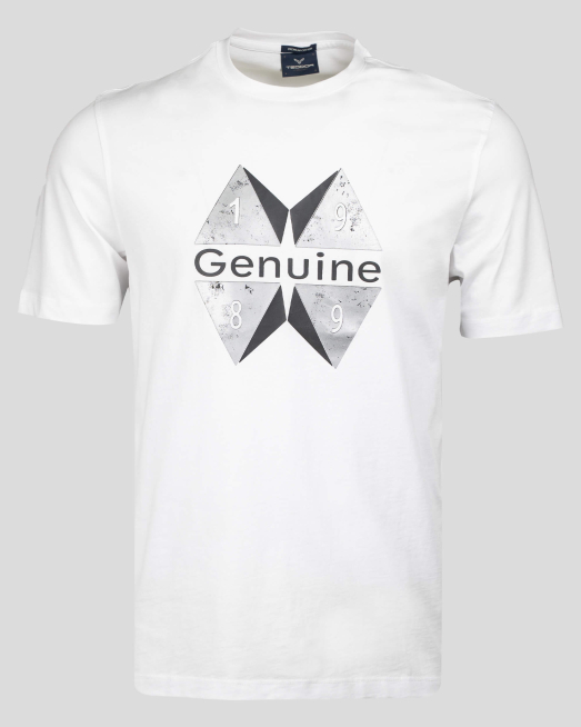 'БЯЛА ТЕНИСКА С ЕФЕКТЕН ПРИНТ